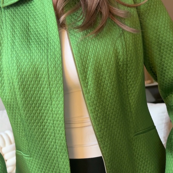 Chic Green Textured Zip-Up Jacket - Louben - Size 8 - Picture 5 of 12